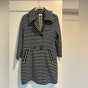 CAbi Maritime Trench Coat Jacket Navy & White Stripes Size Small